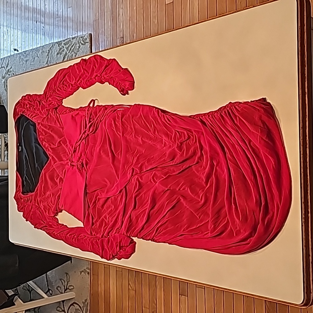 Red dress.